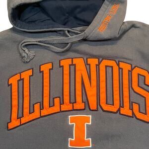 Illinois Fighting Illini Hoodie Mens Medium Gray Orange NCAA Basketball Pullove